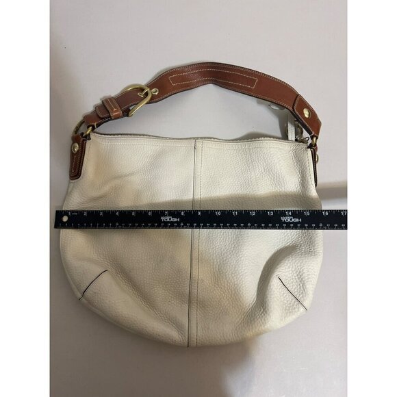 Coach Cream White Pebble Leather Bag with Camel Strap and Gold Hardware Gorgeous - Picture 4 of 8